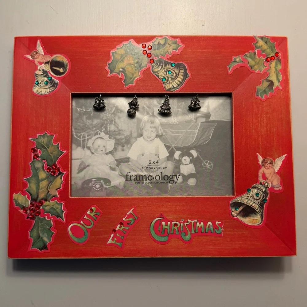 Vintage Inspired Red Our First Christmas Picture Frame - New Frameology 6 x 4